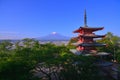 Mt.Fuji of the blue sky from Arakurayama Sengen Park in Fujiyoshida City Japan Royalty Free Stock Photo