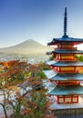 Mt. Fuji with Chureito Pagoda, Fujiyoshida, Japan Royalty Free Stock Photo