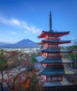 Mt. Fuji with Chureito Pagoda, Fujiyoshida, Japan Royalty Free Stock Photo