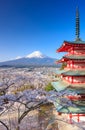 Mt. Fuji with Chureito Pagoda, Fujiyoshida, Japan Royalty Free Stock Photo