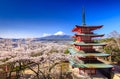 Mt. Fuji with Chureito Pagoda, Fujiyoshida, Japan Royalty Free Stock Photo