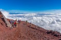 Mt. Fuji climbing,Yoshida Trail , japan Royalty Free Stock Photo