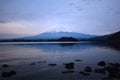 Mt. Fuji at dawn with lake reflection Royalty Free Stock Photo