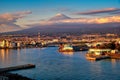 Mt. Fuji with Japan industry zone at sunset Shizuoka prefecture, Japan Royalty Free Stock Photo