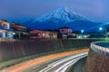 Mt Fuji, Japan over Neighborhoods and Highways