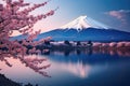 Mt Fuji at Kawaguchiko lake in Japan, A beautiful scenic landscape of Mount Fuji or Fujisan with reflection on Shoji Lake at dawn Royalty Free Stock Photo