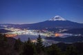 Mt.Fuji and Kawaguchiko lake with sea of mist Royalty Free Stock Photo