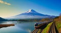 Mt Fuji with lake Beautiful nature Landscape.