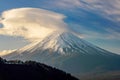 Mt. Fuji at Lake Kawaguchi sunrise Royalty Free Stock Photo