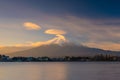 Mt. Fuji at Lake Kawaguchi sunrise Royalty Free Stock Photo