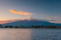 Mt. Fuji at Lake Kawaguchi sunrise Royalty Free Stock Photo