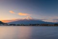 Mt. Fuji at Lake Kawaguchi sunrise Royalty Free Stock Photo
