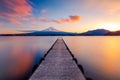 Mt. Fuji with a leading dock in Lake Kawaguchi, Japan