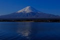 Mt. Fuji in the morning with blue sky from Nagasaki Park in Lake Kawaguchi Japan Royalty Free Stock Photo