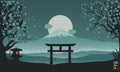 Mount Fuji at night background, vector illustration