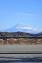 Mt. Fuji and Oi river, view from Horai bridge Royalty Free Stock Photo