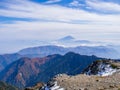 Mt.Fuji over the mist and the mountain ridge