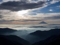 Mt. Fuji over the mist after sunrise