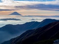 Mt. Fuji over the mist after sunrise