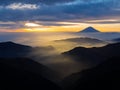 Mt. Fuji over the mist after sunrise