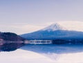 Mt.Fuji with reflection on Kawaguchiko Lake , Yamanachi , Japan