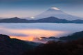 Mt.fuji and sea of mist above lake ashi at Hakone Royalty Free Stock Photo