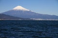 Mt. Fuji and sea, view from Mihono Matsubara in Japan Royalty Free Stock Photo