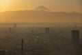 Mt. fuji with the sunset and Tokyo skyline Royalty Free Stock Photo