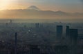 Mt. fuji with the sunset and Tokyo skyline Royalty Free Stock Photo