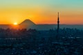 Mt Fuji and Tokyo Sky Tree in Sunset, Tokyo Royalty Free Stock Photo