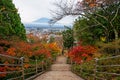 Mt. Fuji view from Stairway of Chureito Pagoda Royalty Free Stock Photo