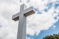 Mt. Helix Cross with Foliage and Cloudy Blue Sky