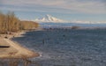 Mt. Hood the Columbia river and I205 bridge landscape Royalty Free Stock Photo