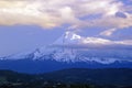 Mt. Hood covered in snow viewed from Portland, OR