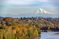 Mt. Hood and Portland, Oregon Royalty Free Stock Photo