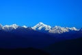 Mt Kanchenjunga with first rays of sunlight falling on it Royalty Free Stock Photo