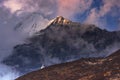 Mt. Langtang Lirung at dusk , Kyanjin Gompa , Langtang valley ,Nepal Royalty Free Stock Photo