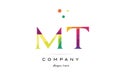mt m t creative rainbow colors alphabet letter logo icon