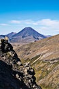 Mt Ngauruhoe as seen across a valley from Whakapapa ski field on Mt Ruapehu, New Zealand Royalty Free Stock Photo