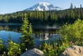 Mt. Rainier Reflection lake morning Royalty Free Stock Photo