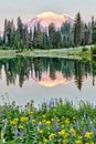 Mt Rainier reflection on Lake Tipso at sunrise, Wa Royalty Free Stock Photo