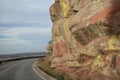 Rock bordered road leading up to Mt. Scott near Lawton Oklahoma. Royalty Free Stock Photo