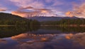 Mt Shasta reflected in Siskiyou Lake at Sunset Royalty Free Stock Photo