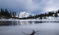 Mt Shuksan at frozen Picture Lake. Royalty Free Stock Photo