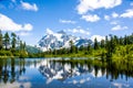 Mt. Shuksan reflected at Picture lake Royalty Free Stock Photo