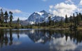 Mt Shuksan reflected in Picture Lake Royalty Free Stock Photo