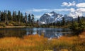 Mt Shuksan reflected in Picture Lake Royalty Free Stock Photo