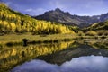 Mt Sneffels reflecting in the Beaver Pond in the San Juan Mountains Royalty Free Stock Photo