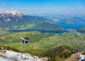 Gondola of the Stanserhorn Cabrio aerial cable car in Switzerland