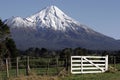 Mt Taranaki/egmont And Fence Royalty Free Stock Photo